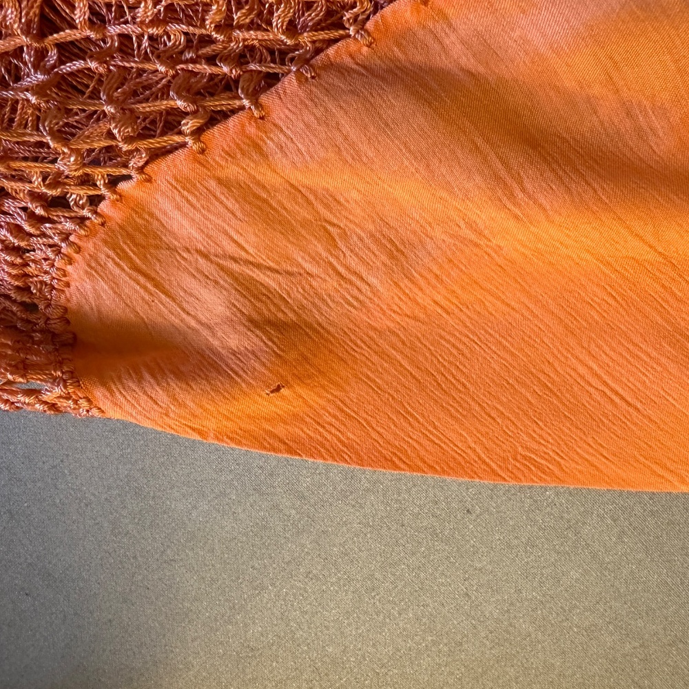 Vintage Piano Shawl Silk Coral Long Fringe Huge Square Shawl Wrap - Picture 5 of 10